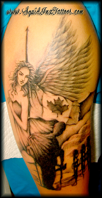 Angel over soldiers